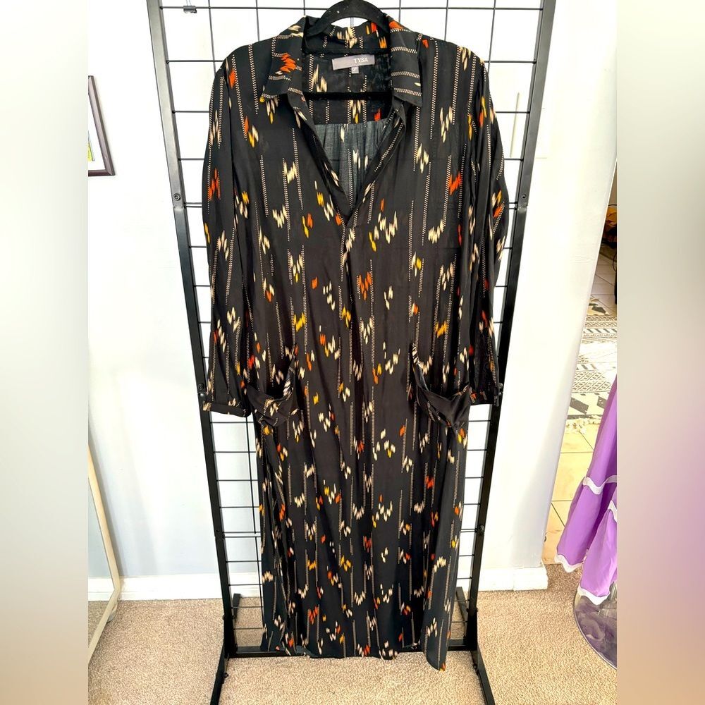 Tysa Boho Elegant and Modern Black Geometric Patterned Maxi Dress EUC
